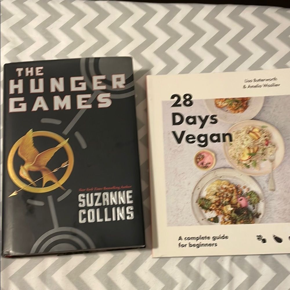 Two books The Hunger Games and Vegan